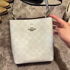 Top handle with crossbody strap bucket bag